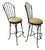 Late 20th Century Pair Charleston Forge Gray Wrought Iron Arched Swivel Bar Stools For Sale