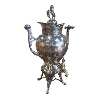 Early 20th Century English Silver-Plated Samovar With Lion Finial For Sale