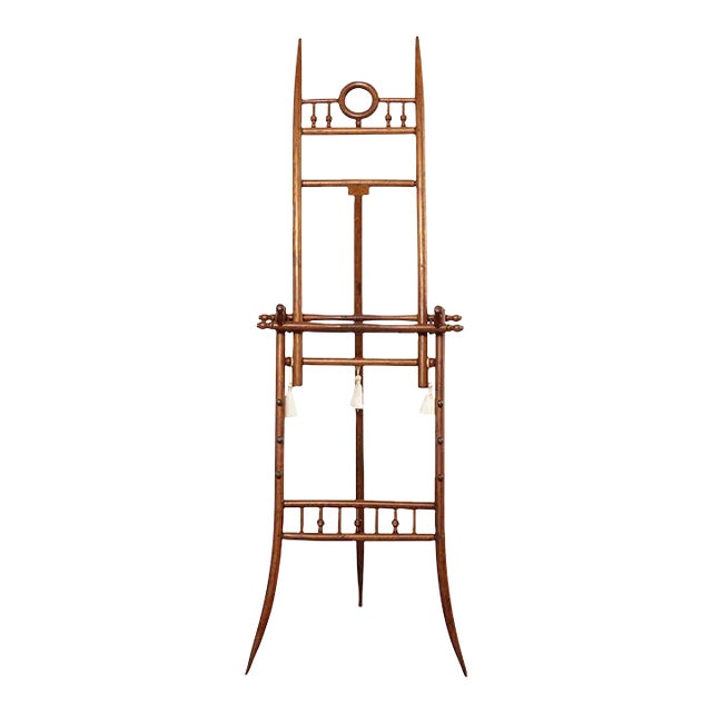 Antique Victorian Stick & Ball Oak Easel For Sale