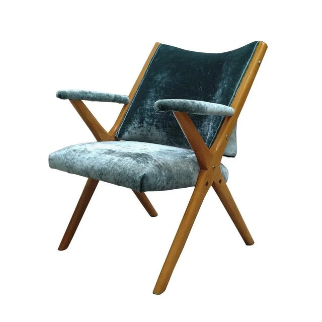 Forest Green Italian Green Fabric Armchair from Dal Vera, 1960s For Sale - Image 8 of 8
