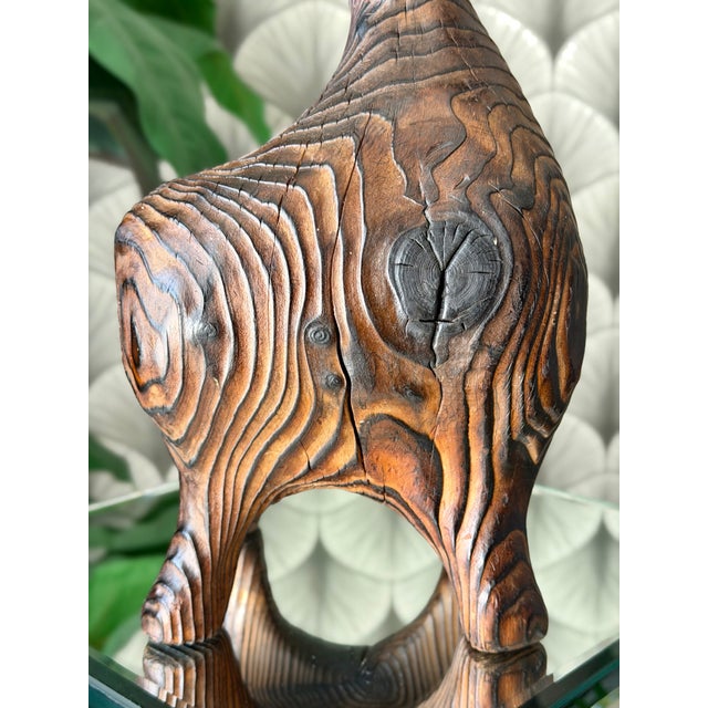 Vintage Mid-Century Modern Retro 1960s Tiki Polynesian Wood Carved Brutalist Sculpture Attributed to Witco For Sale - Image 17 of 18