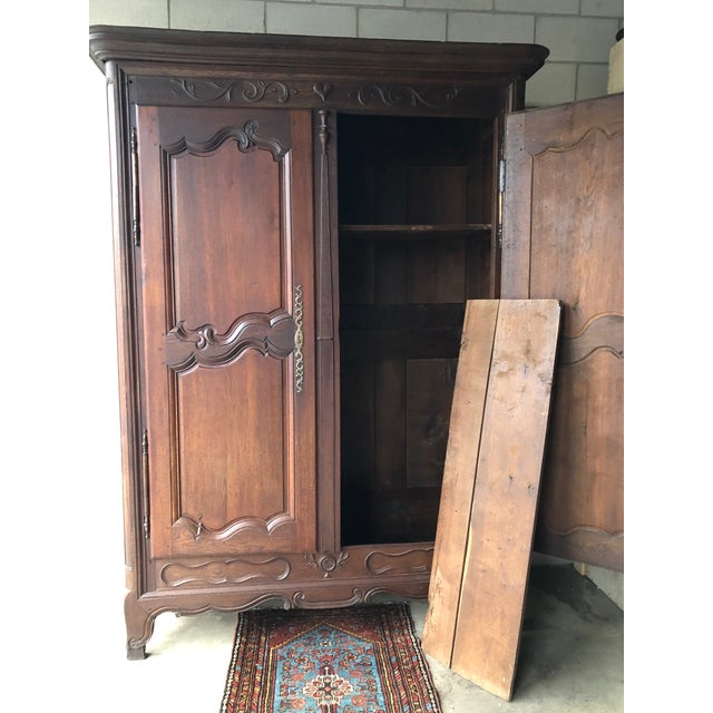 Antique French Country Carved Oak Armoire Wardrobe Chairish
