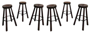 Vintage Spanish Leather Barstools, 1970s, Set of 6