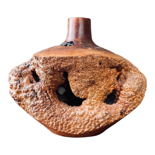 Artist Berglund Signed Burled Wood Vase For Sale