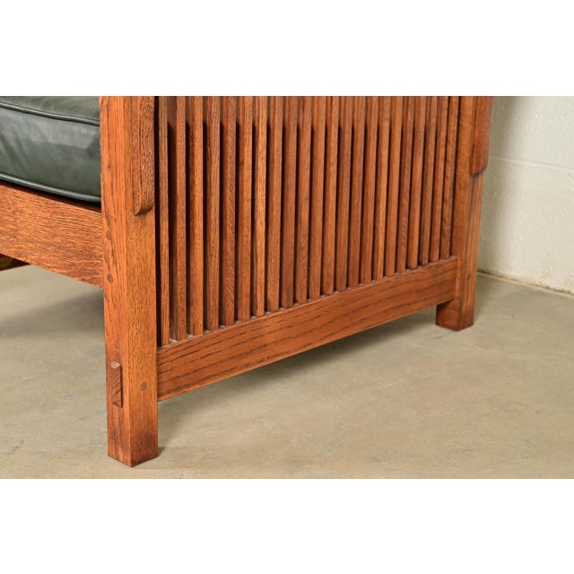 Stickley Mission Oak Arts & Crafts Reclining Morris Lounge Chair With Ottoman For Sale - Image 10 of 17
