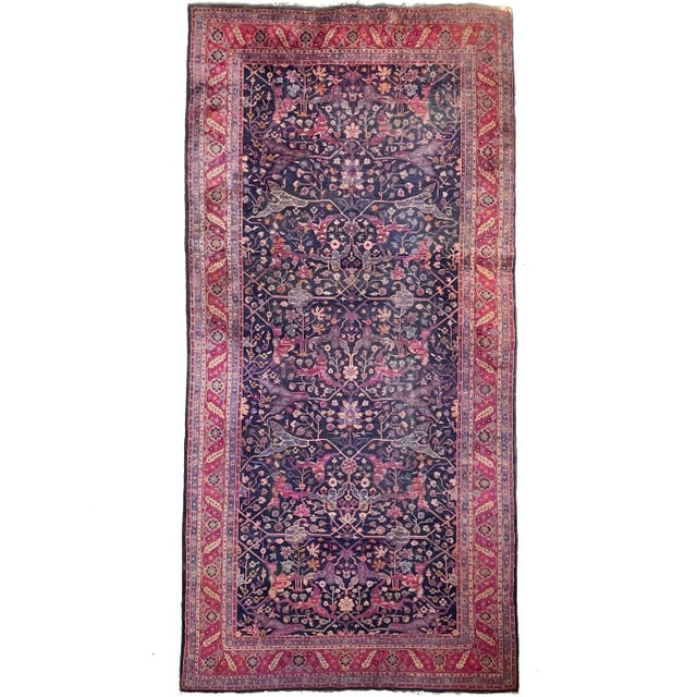 Semi-Kelleh Garrus Design in Berry, Plum & Indigo Rug 7.9 x 16.3 For Sale - Image 13 of 13