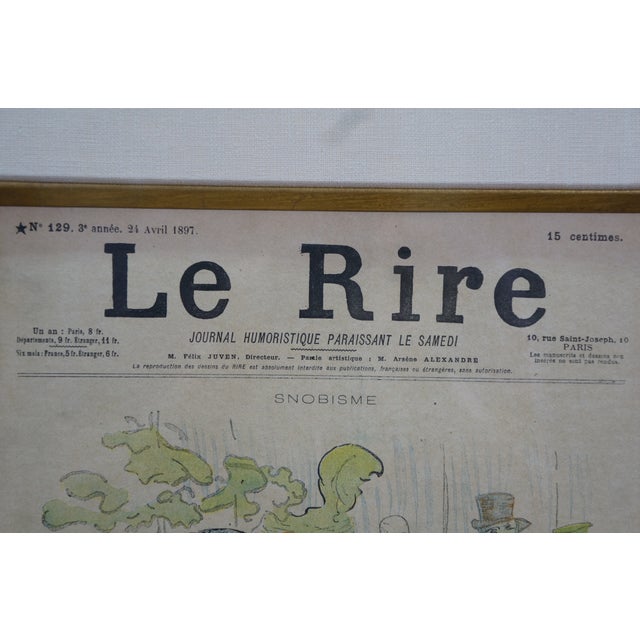 Black 4 Antique Le Rire French Belle Epoque Satirical Comic Journal Framed Art 20" For Sale - Image 8 of 18