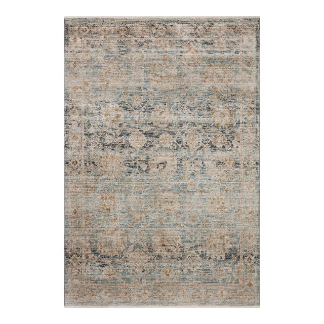 Jean Stoffer x Loloi Katherine Ocean / Coral 7'-10" x 10' Area Rug For Sale