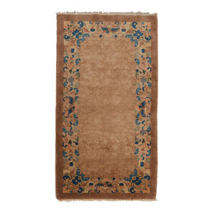 3'x6' Vintage Chinese Art Deco Rug | Camel Deco Rug