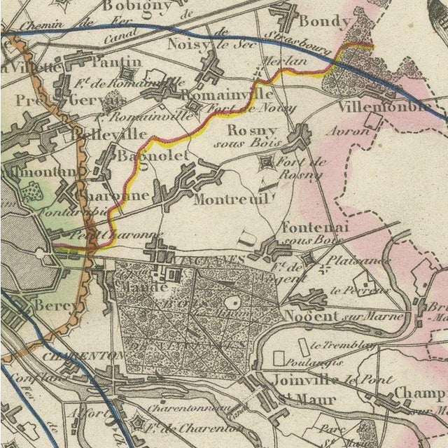 Antique Map of the Seine with Paris and Its Suburbs, 1860 For Sale - Image 6 of 12
