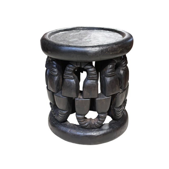 Tribal Vintage Lg Tribal Round Nobility Bamileke Stool/Table Cameroon 17" H For Sale - Image 3 of 6