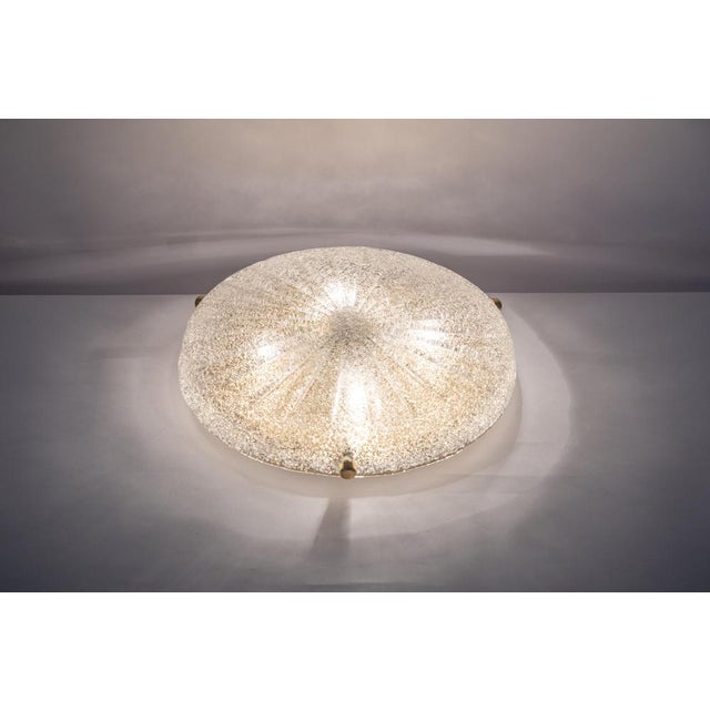 Large Round Murano Amber Sunbrust Flushmount attributed to Hillebrand, Germany, 1970s For Sale - Image 12 of 14