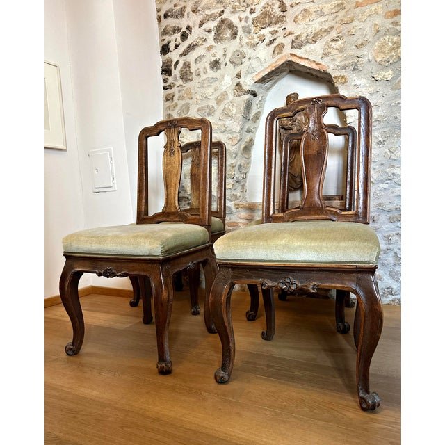 Original Antique Baroque Chairs, Walnut, Circa 1760, Set of 4 For Sale - Image 13 of 15