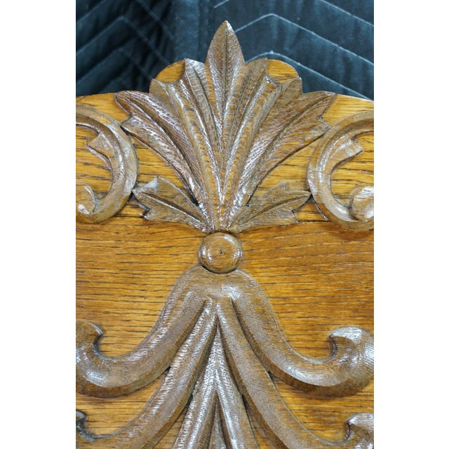 Antique 19th C. American Victorian Carved Golden Oak Paneled High Back Bed Frame For Sale - Image 17 of 18