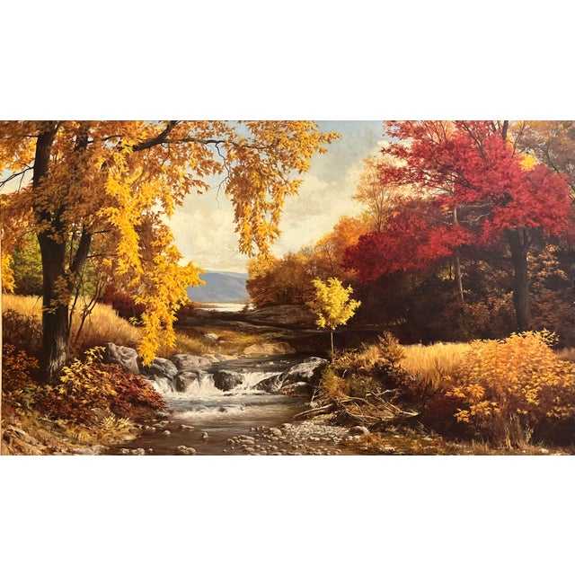 Large Original American Impressionist Oil Painting of a Fall Landscape by Robert Doares For Sale - Image 4 of 11