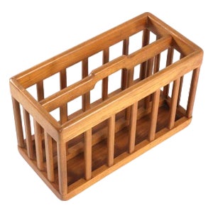 Vintage Wooden Magazine Holder For Sale