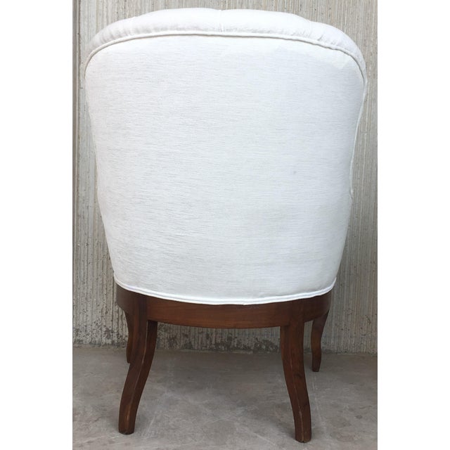 19th Pair of Louis XV Bergère Armchairs in White Velvet For Sale - Image 13 of 18