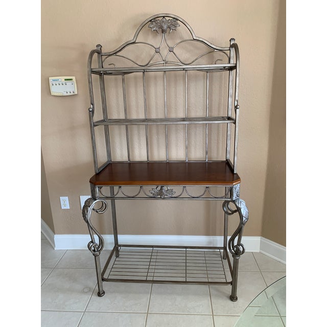 Late 20th Century Metal & Wood Bakers Rack Chairish