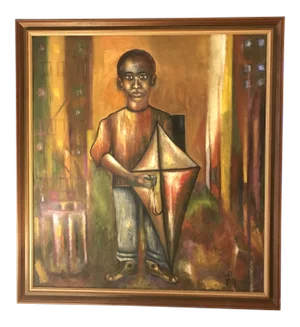 Mid - Century Original Oil on Canvas Painting, Signed and Dated