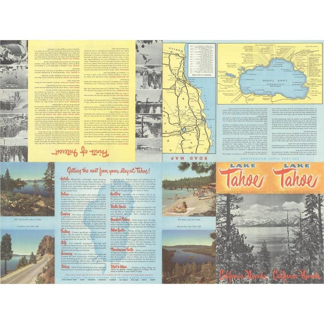 Vintage Lake Tahoe Birds-Eye View Pictorial Map from Gerald A. Eddy, 1945 For Sale - Image 3 of 10