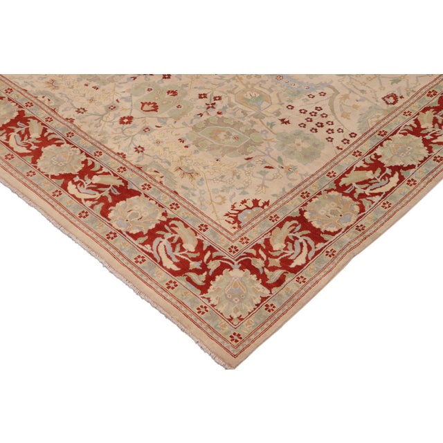 1990s Oriental Ziegler Beige Rust Hand-Knotted Wool Rug - 9'0'' X 11'11'' For Sale - Image 5 of 8