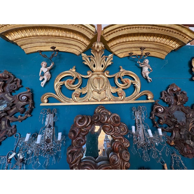 18th Century Italian Baroque Giltwood Overdoor Architectural Pediment For Sale - Image 6 of 10