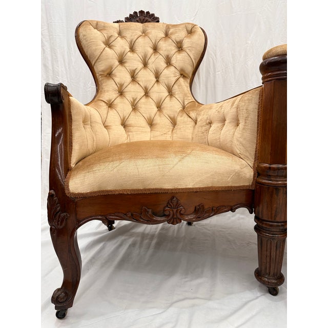 Late 19th Century Victorian Velvet Upholstery Gossip Chair For Sale - Image 9 of 9