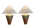 Rare Pair Solid Brass Cone Cylinder v Shaped Table Lamps – Mid Century Modern 1970s New Shades Set of 2 For Sale - Image 4 of 11