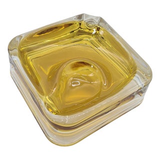 Murano Sommerso Ashtray Amber Art Glass, Italy, 1960s For Sale