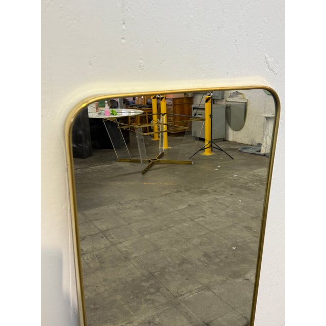 Italian Brass Floor Mirror With Rounded Corners, 1970s For Sale - Image 4 of 6