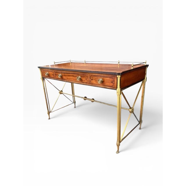 Kittinger 1950s Kittinger French Directoire Writing Desk in Solid Brass and Satinwood For Sale - Image 4 of 14