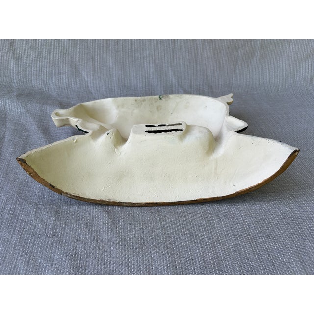 Antique White Vintage Cast Iron Happy Pig Doorstop For Sale - Image 8 of 14