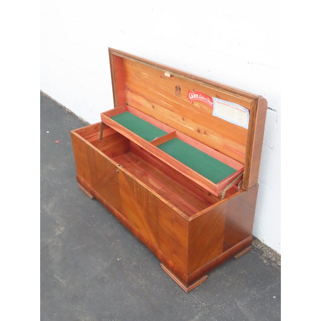 Lane Art Deco Waterfall Inlay Cedar Chest Blanket Trunk 6619 For Sale - Image 12 of 18