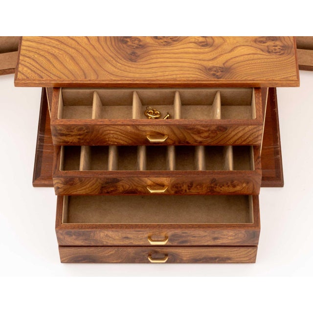 Late 20th Century Agresti Burl Walnut Jewelry Box For Sale - Image 5 of 10