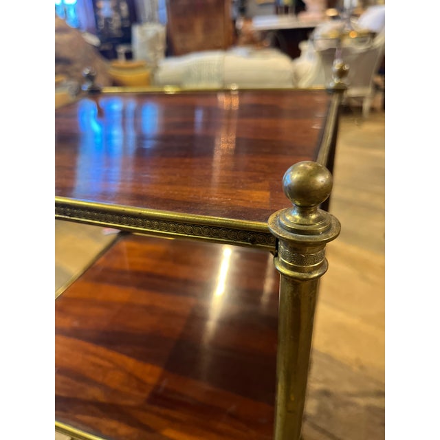 Wood 19th Century Three Tiered English Table, With Brass Trim For Sale - Image 7 of 7