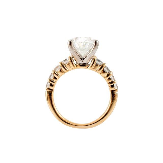 Metal 14k Yellow Gold 3.81ctw Oval Lab Grown Diamond Accented Engagement Ring, Size 5 For Sale - Image 7 of 8