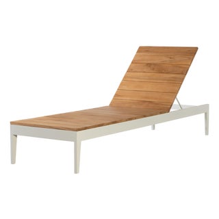 Century Furniture Poolside Metal/Teak Reclining Chaise Lng For Sale