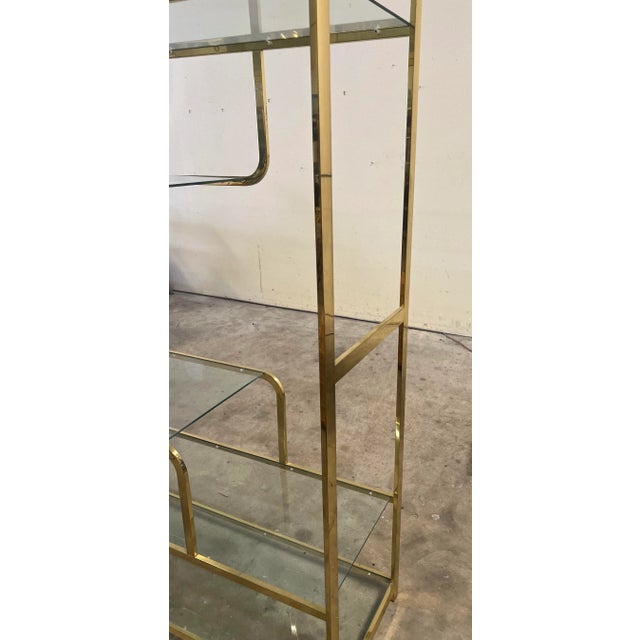 Contemporary 1980’s Brass and Glass Etegere. Milo Baughman Style. For Sale - Image 3 of 12