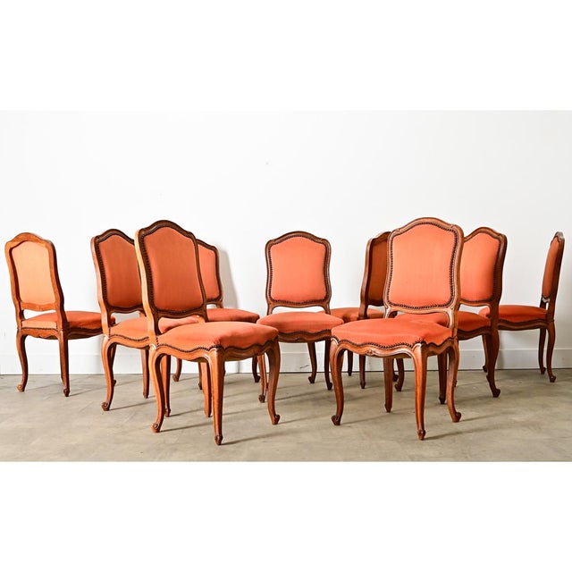 French Vintage Set of Nine Louis XV Style Dining Chairs For Sale - Image 14 of 15
