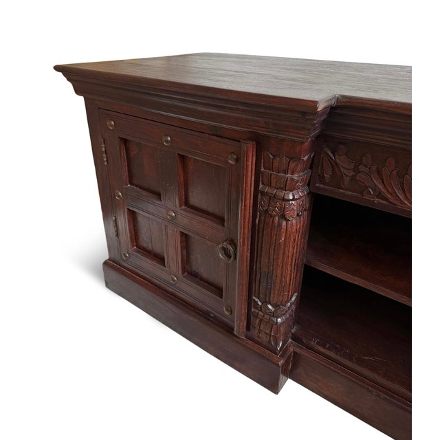 Vintage Colonial Walnut Stained Media Cabinet For Sale - Image 9 of 12