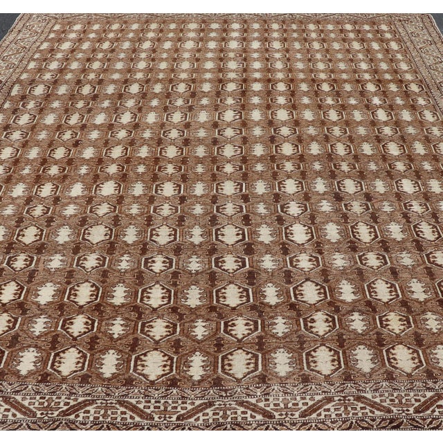 Textile Antique Turkish Rug With Organic Motifs in Brown, Taupe, and Earth Tone Colors 10'6 X 14'8 For Sale - Image 7 of 12