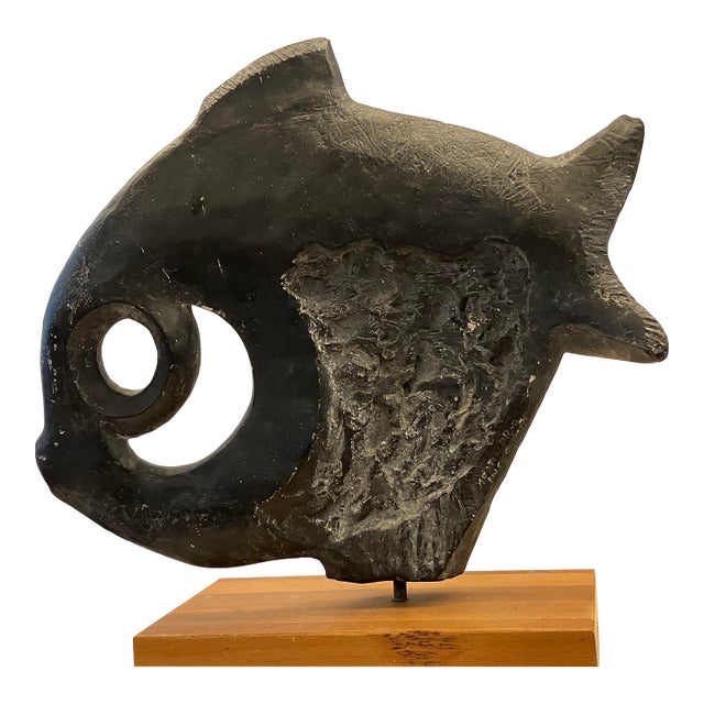 13" Vintage Abstract Fish Sculpture by Austin Productions - Brutalist Style For Sale