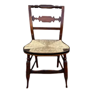 Antique 19th Century Hitchcock Style Rush Seat Side Chair