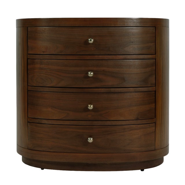 Wood Nora 28 in. W Oval Wood 4 Drawer Nightstand, Natural Walnut For Sale - Image 7 of 11