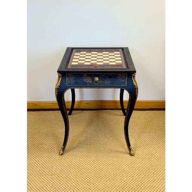 Maitland - Smith Vintage Maitland Smith Hollywood Regency 3 in 1 Chess Backgammon Games Table For Sale - Image 4 of 14