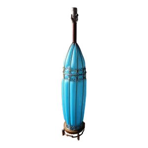 1950s Large Mid Century Italian Statuesque Murano Blue Glass Lamp