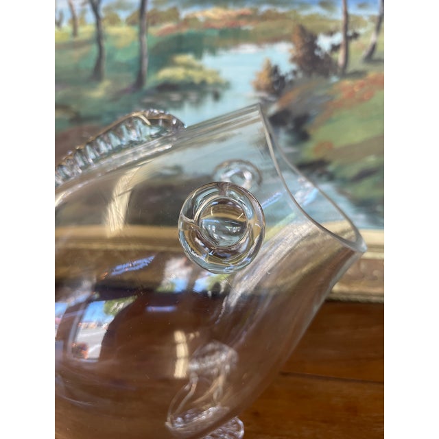 Coastal Mid Century Hand-Blown Clear Glass Fish Vase by Blenko Style - Sculptural Studio Art Glass Vessel. For Sale - Image 3 of 10