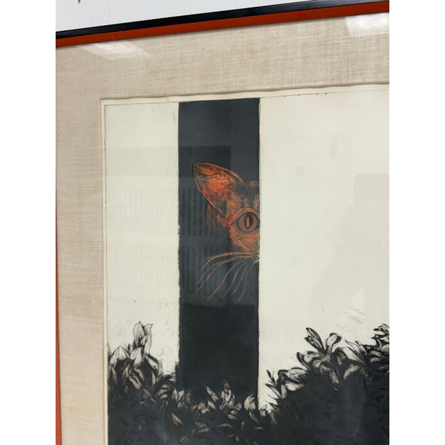 Printmaking Materials Gerson Leiber "Cat" Framed Lithograph, Signed For Sale - Image 7 of 12