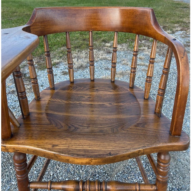 Rare Vintage Writing Arm Barrel Back Firehouse Windsor For Sale - Image 4 of 11