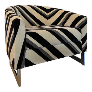 Vintage Barrel Back Chair Re-Upholstered in Kelly Wearstler for Lee Joffa Sereno Stripe Fabric
